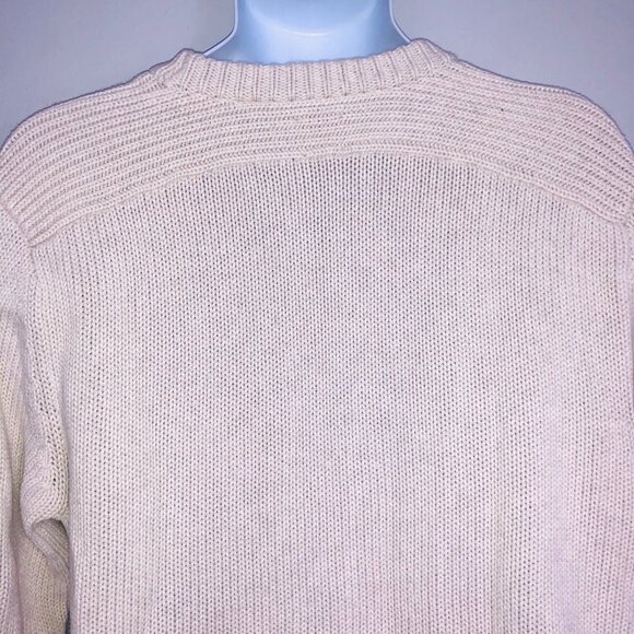 Chaps Mens L Sweater Beige Cable Knit Anchors Long Sleeve Crew Neck New - Picture 8 of 10